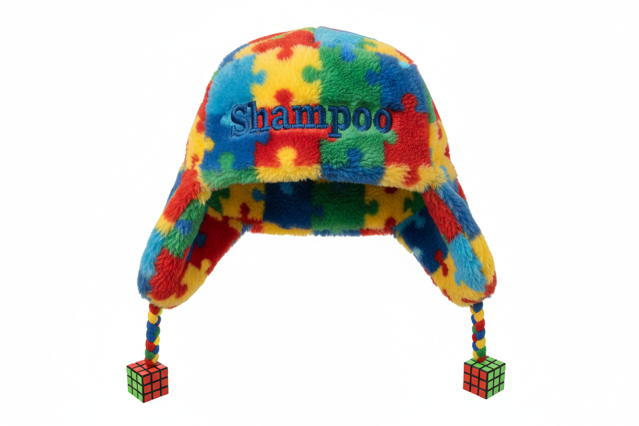 Autism Awareness Furry Hat with Shampoo Embroidery