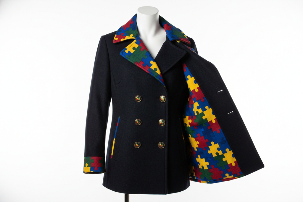 Autism Awareness Puzzle Pieces Peacoat