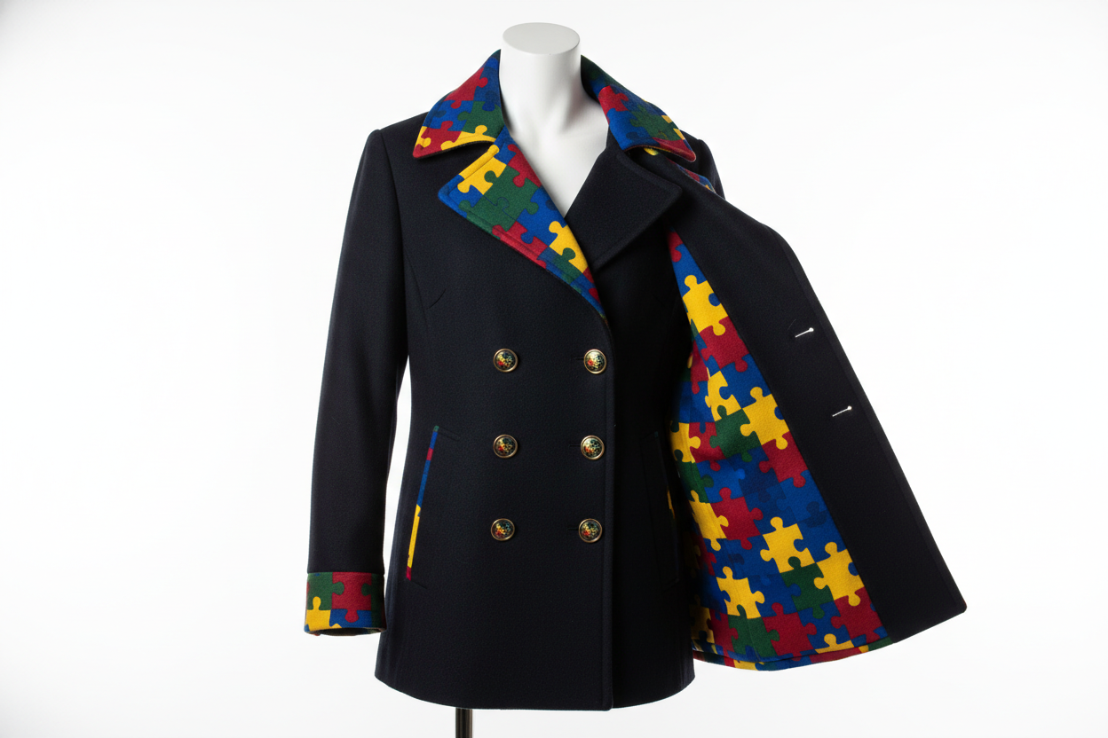 Autism Awareness Puzzle Pieces Peacoat