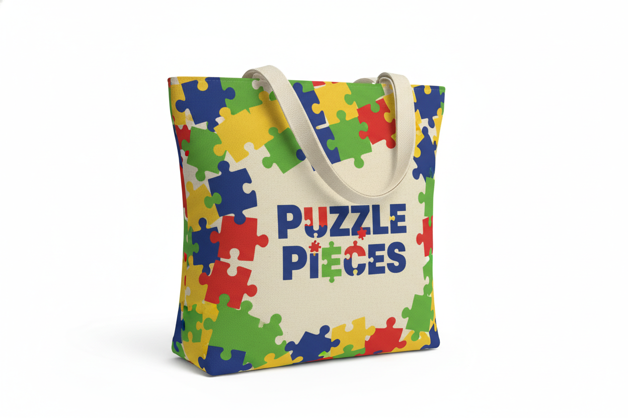 Autism Awareness Puzzle Pieces Tote Bag