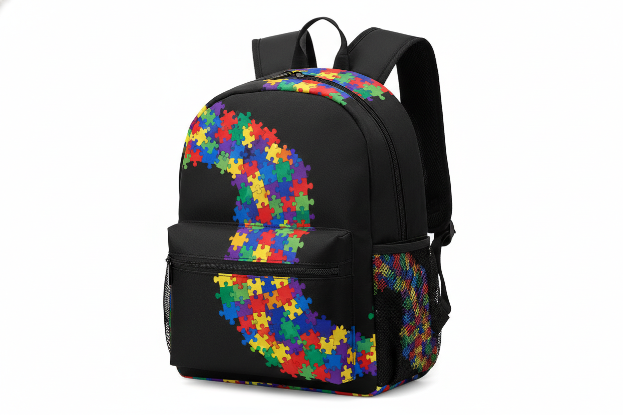 Black Autism Awareness Backpack