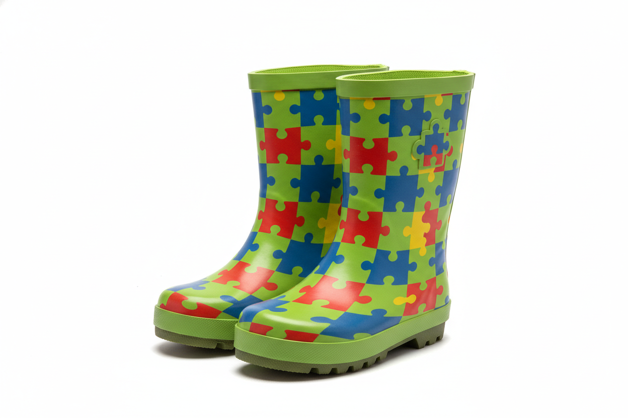 Kids' Lime Green Autism Awareness Rain Boots