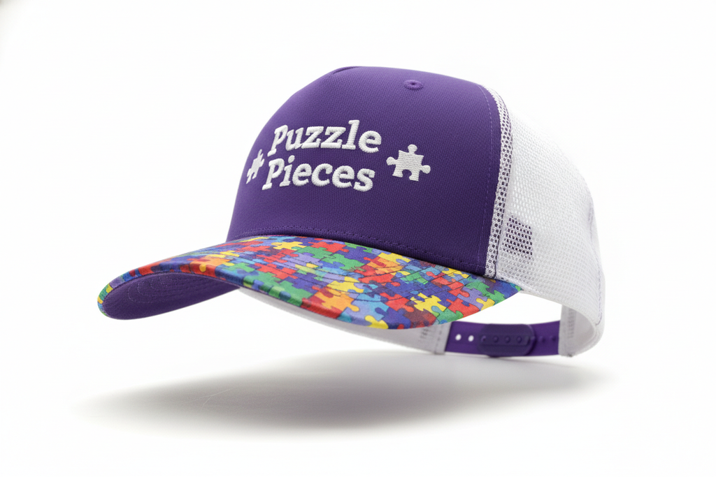 Purple Puzzle Pieces Trucker Hat